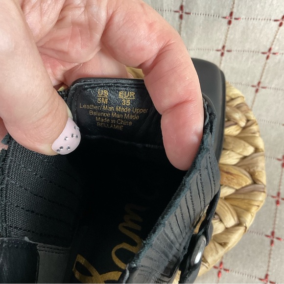 Sam Edelman “Bellamie” Black Leather Chunky Heel Ankle Bootie Square Toe Sz 5 - Picture 8 of 8